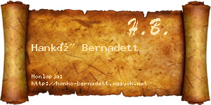 Hankó Bernadett névjegykártya